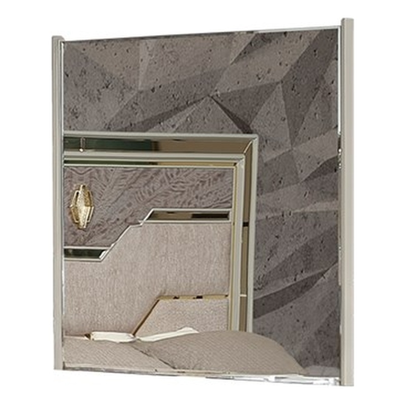 Omary Traditional Style Mirror with gold Accent made with Wood in Beige