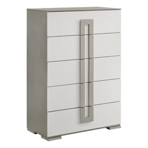 Olivia Contemporary Style Chest with Metallic Accents Made with wood in White