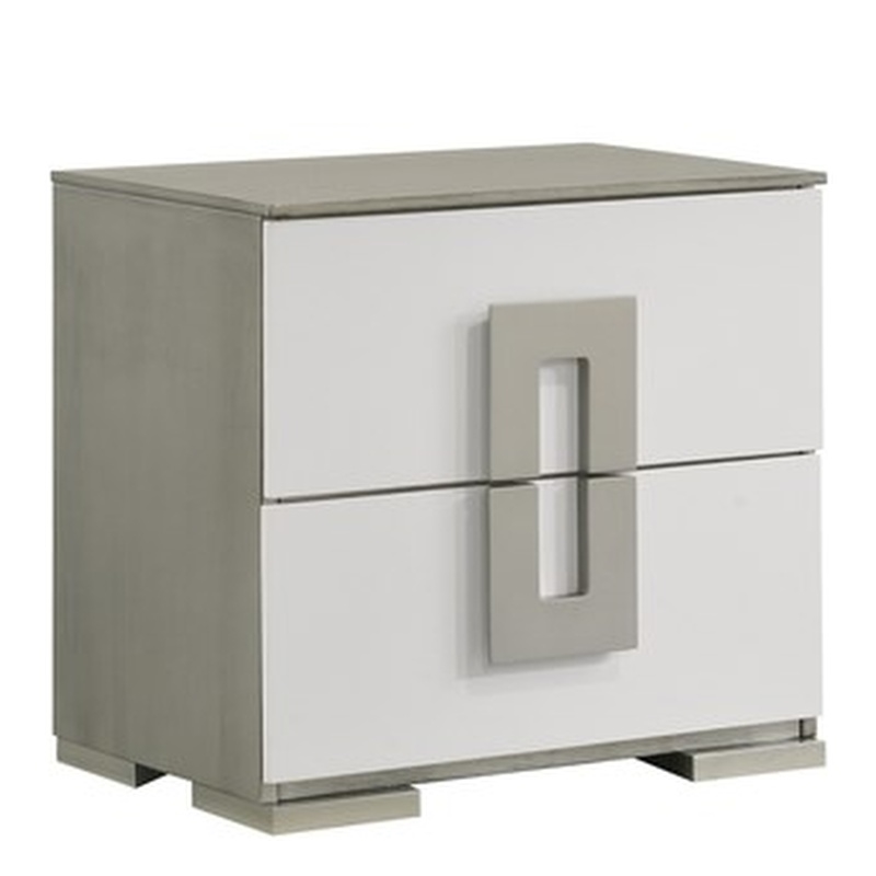 Olivia Contemporary Style Nightstand Made with Metallic Accents & wood in White