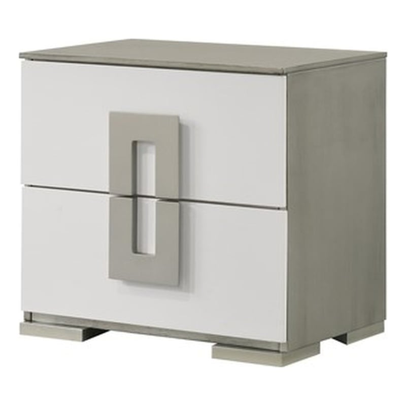 Olivia Contemporary Style Nightstand Made with Metallic Accents & wood in White