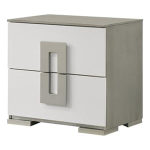 Olivia Contemporary Style Nightstand Made with Metallic Accents & wood in White