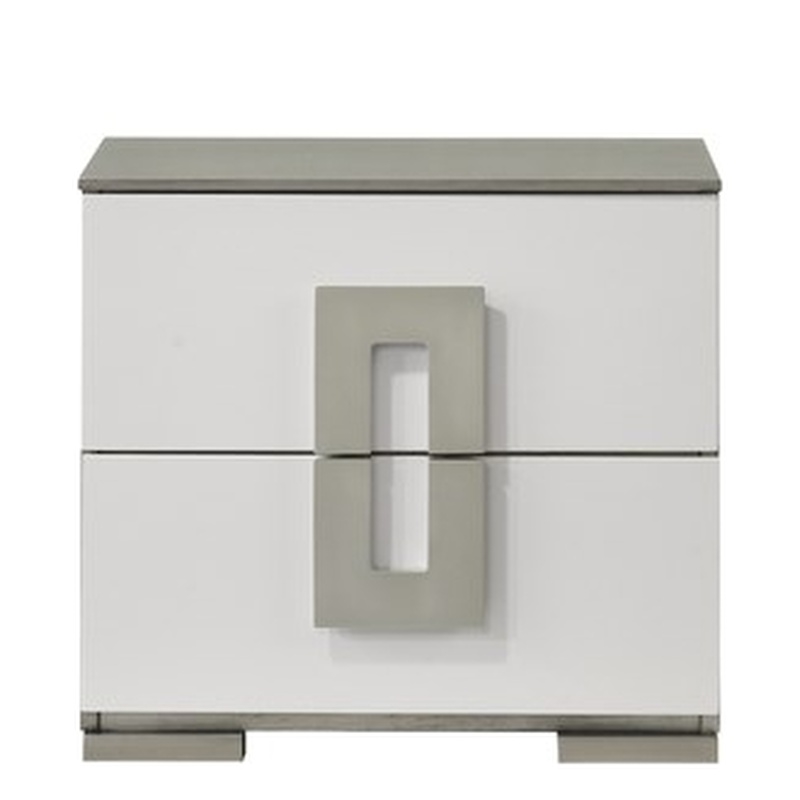 Olivia Contemporary Style Nightstand Made with Metallic Accents & wood in White