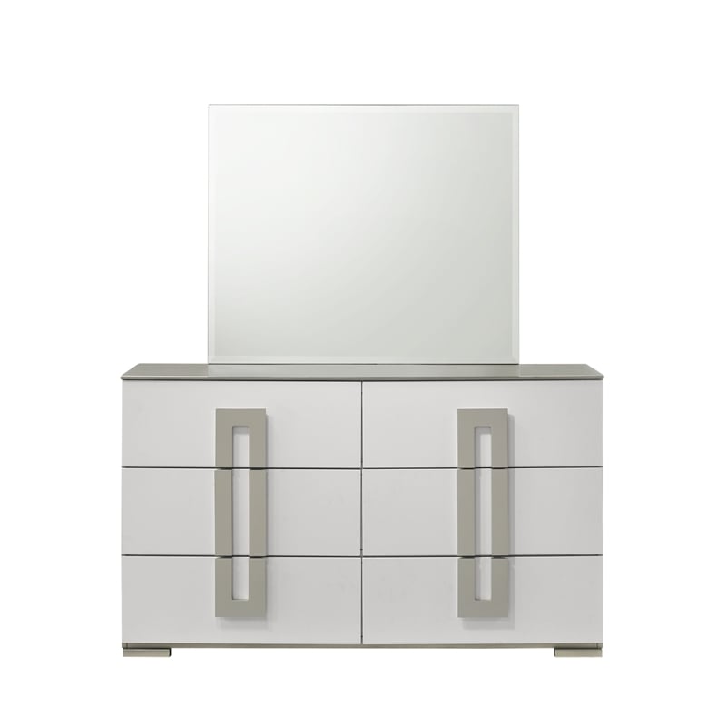 Olivia Contemporary Style Full 4PC Bedroom set Made with wood in White