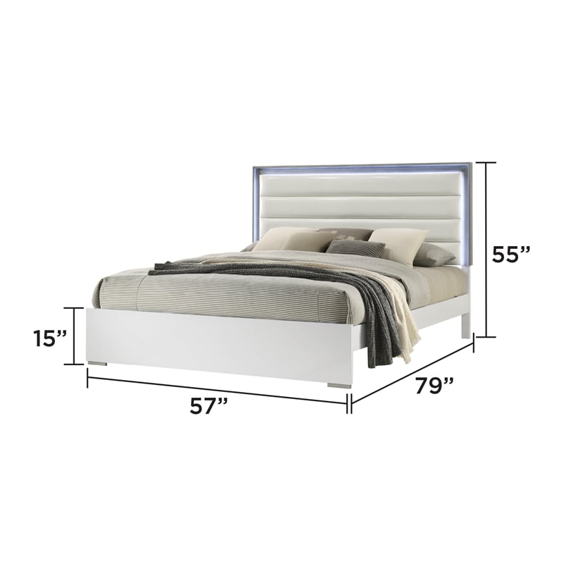 Olivia Contemporary Style Full 4PC Bedroom set Made with wood in White