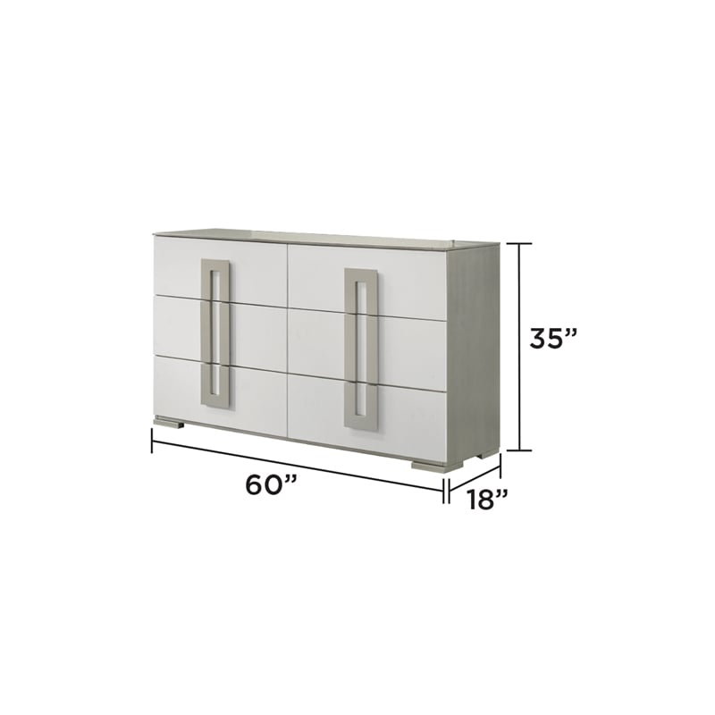 Olivia Contemporary Style Full 4PC Bedroom set Made with wood in White