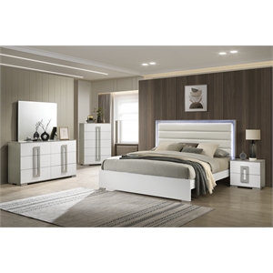 Olivia Contemporary Style Full 5PC Bedroom set Made with wood in White