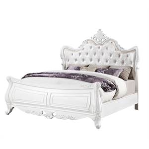 Opulence Traditional Style Queen Bed Made With Wood in Pearl White