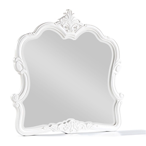 Opulence Traditional Style Mirror Made With Wood in Pearl White