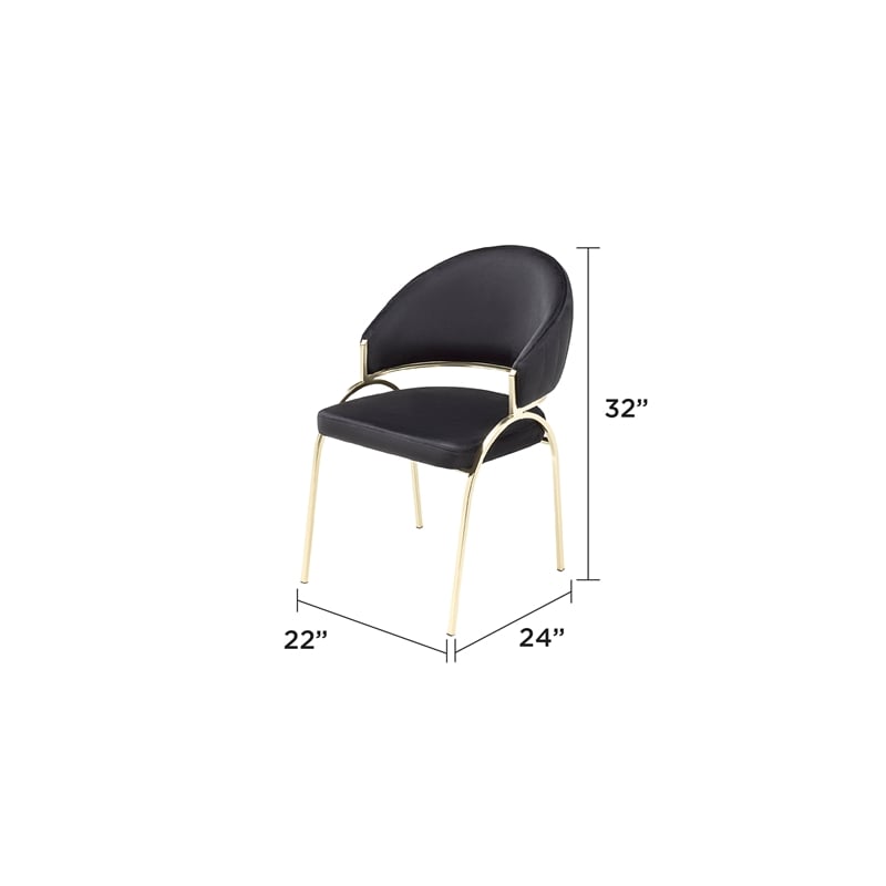 Ruby Contemporary style chair made with Metal Gold Legs in Black Color