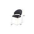 Ruby Contemporary style chair made with Metal Gold Legs in Black Color