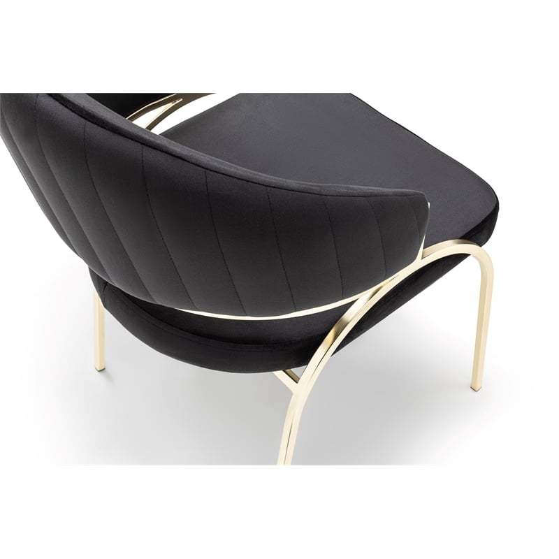 Ruby Contemporary style chair made with Metal Gold Legs in Black Color