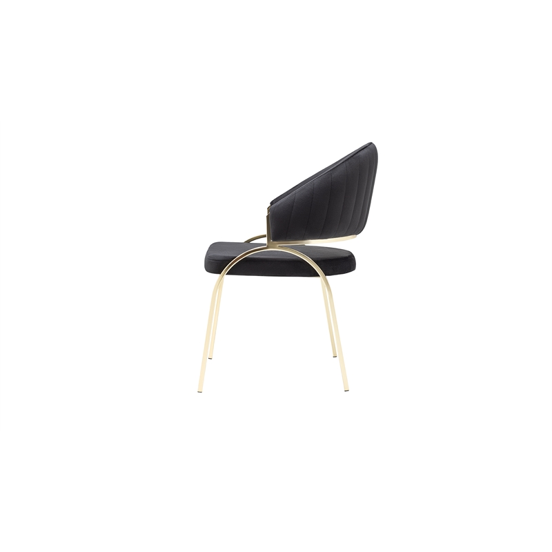 Ruby Contemporary style chair made with Metal Gold Legs in Black Color