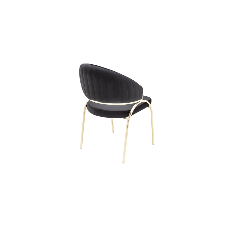 Ruby Contemporary style chair made with Metal Gold Legs in Black Color