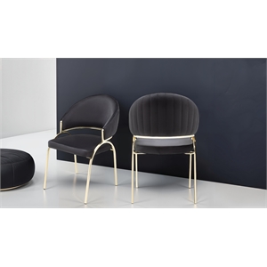 Ruby Contemporary style chair made with Metal Gold Legs in Black Color