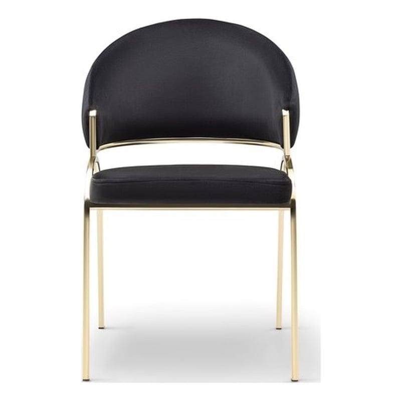 Ruby Contemporary style chair made with Metal Gold Legs in Black Color