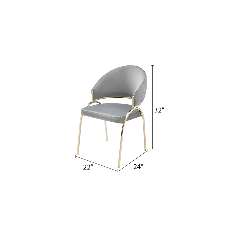 Ruby Contemporary style chair made with Metal Gold Legs in Gray Color
