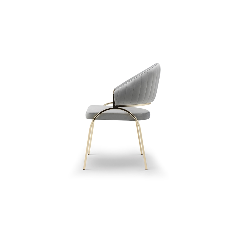Ruby Contemporary style chair made with Metal Gold Legs in Gray Color