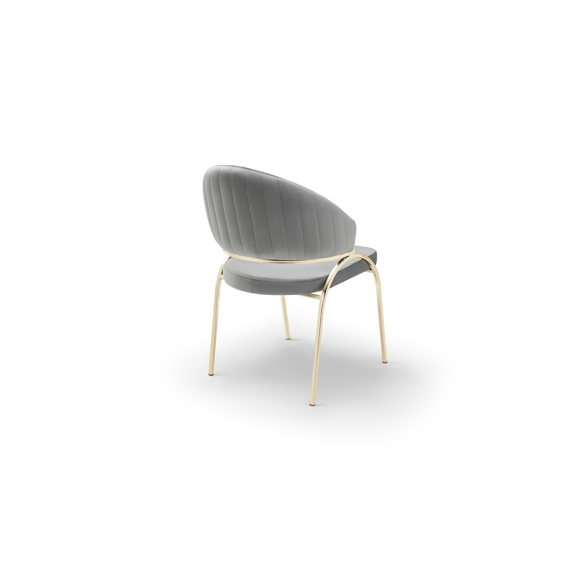 Ruby Contemporary style chair made with Metal Gold Legs in Gray Color