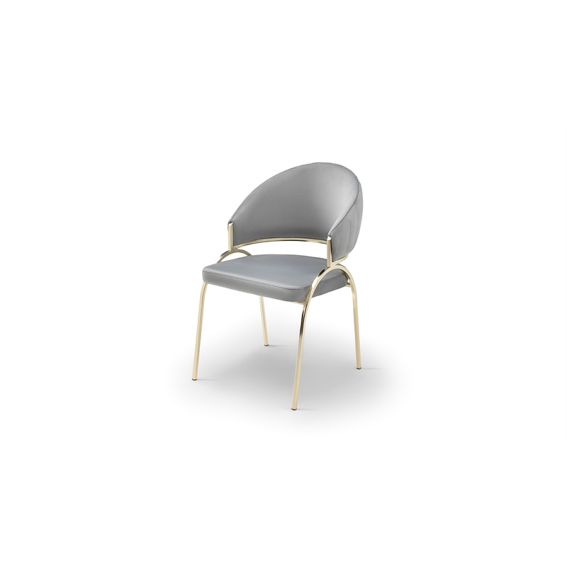 Ruby Contemporary style chair made with Metal Gold Legs in Gray Color