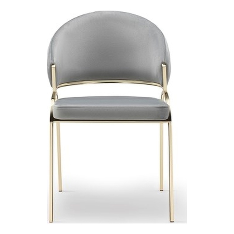 Ruby Contemporary style chair made with Metal Gold Legs in Gray Color