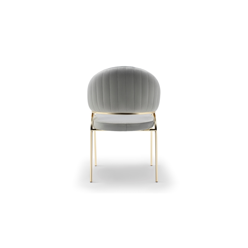 Ruby Contemporary style chair made with Metal Gold Legs in Gray Color