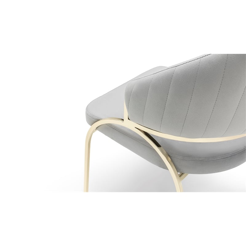 Ruby Contemporary style chair made with Metal Gold Legs in Gray Color