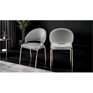 Ruby Contemporary style chair made with Metal Gold Legs in Gray Color