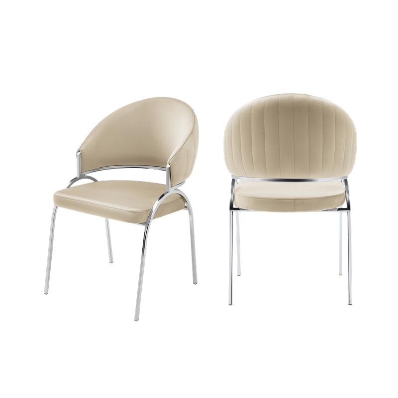 Ruby Contemporary style chair made with Metal Steel Legs in Beige Color