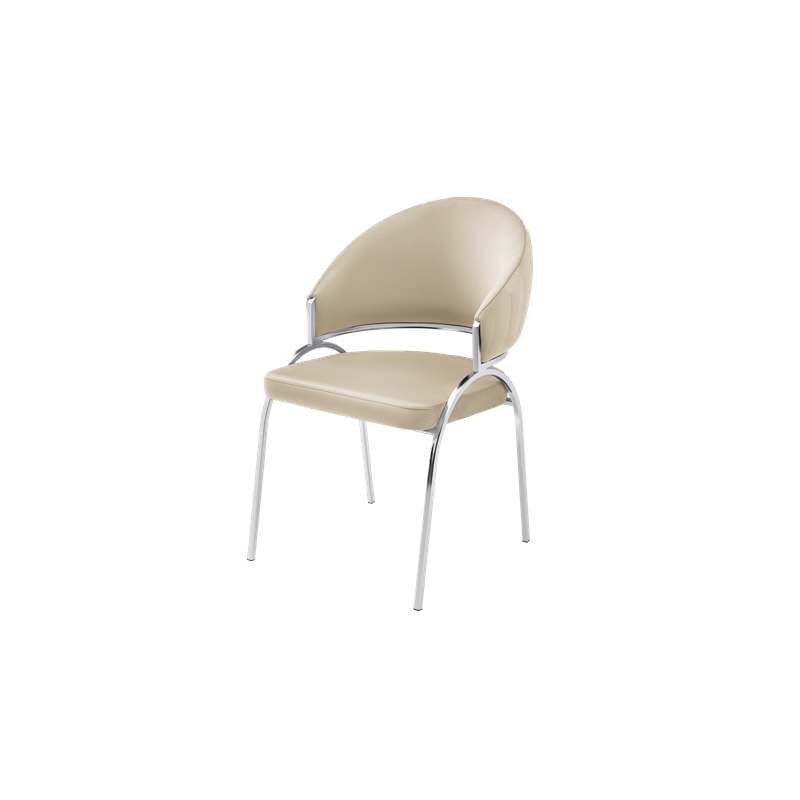 Ruby Contemporary style chair made with Metal Steel Legs in Beige Color