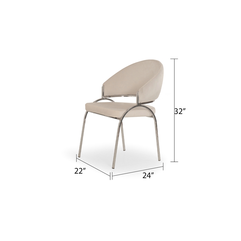 Ruby Contemporary style chair made with Metal Steel Legs in Beige Color