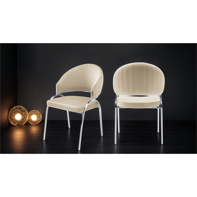 Ruby Contemporary style chair made with Metal Steel Legs in Beige Color