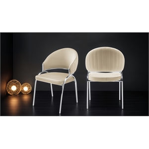 Ruby Contemporary style chair made with Metal Steel Legs in Beige Color