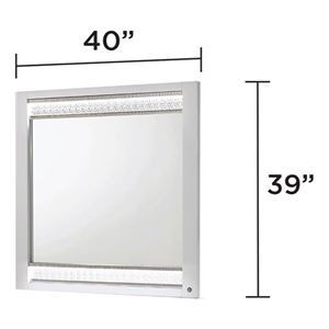 Glam Modern Style Mirror Made With Wood & & inbuilt LED in White Color