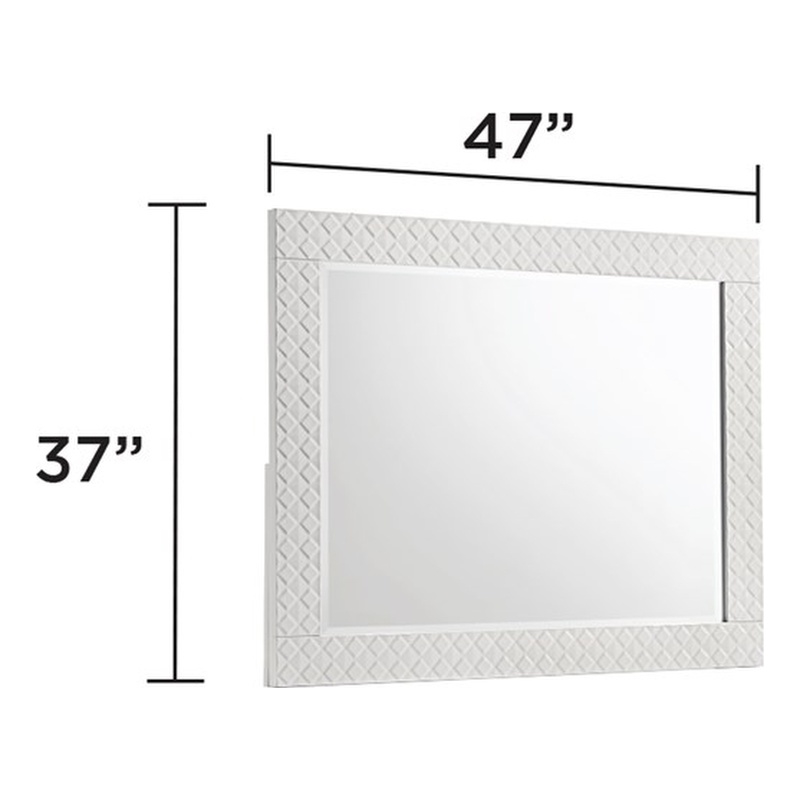 Blanca Modern Style Mirror Made With Wood & Glass in White Color
