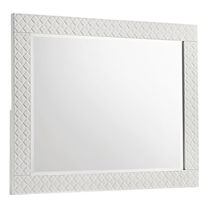 Blanca Modern Style Mirror Made With Wood & Glass in White Color