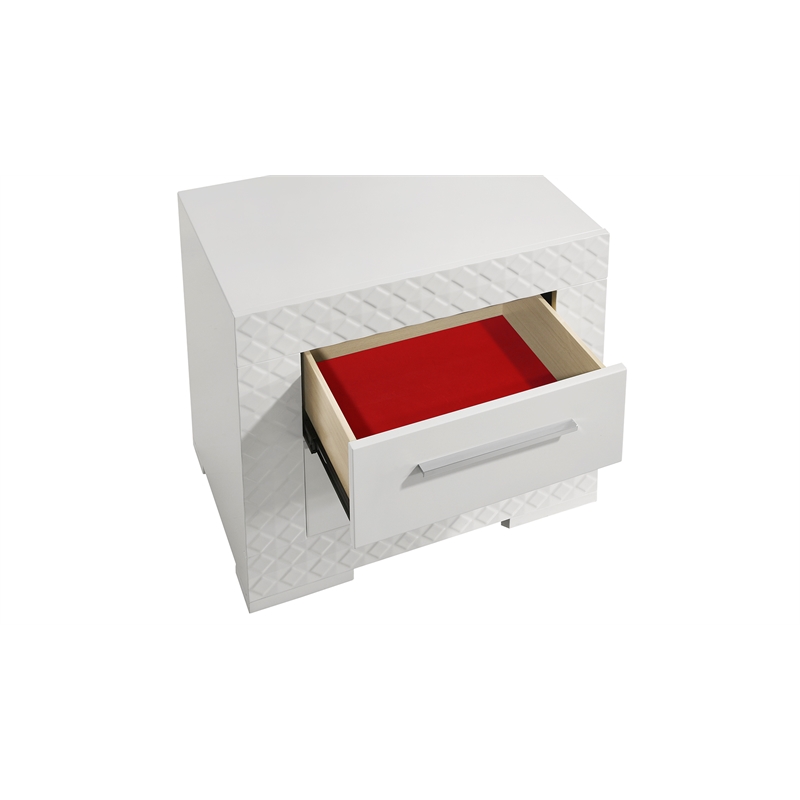 Blanca Modern Style 2-Drawer Nightstand Made With Wood in White Color