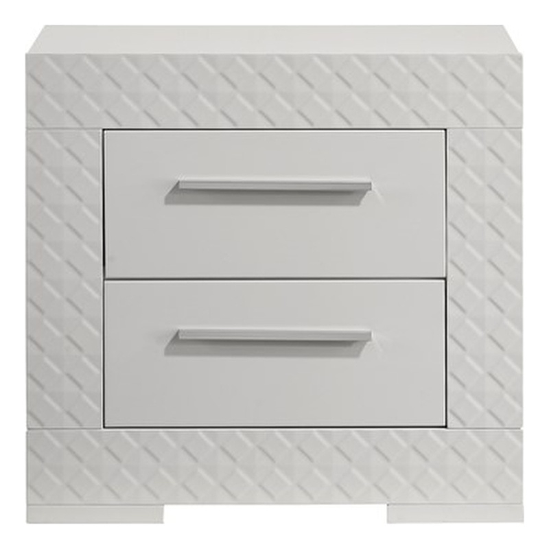 Blanca Modern Style 2-Drawer Nightstand Made With Wood in White Color