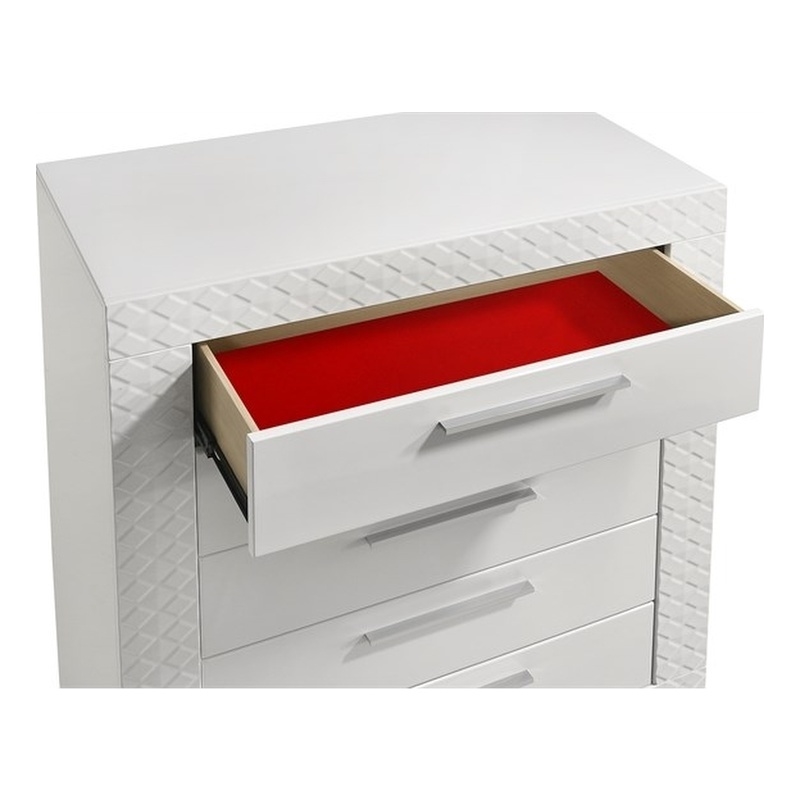 Blanca Modern Style 5-Drawer Chest Made With Wood in White Color