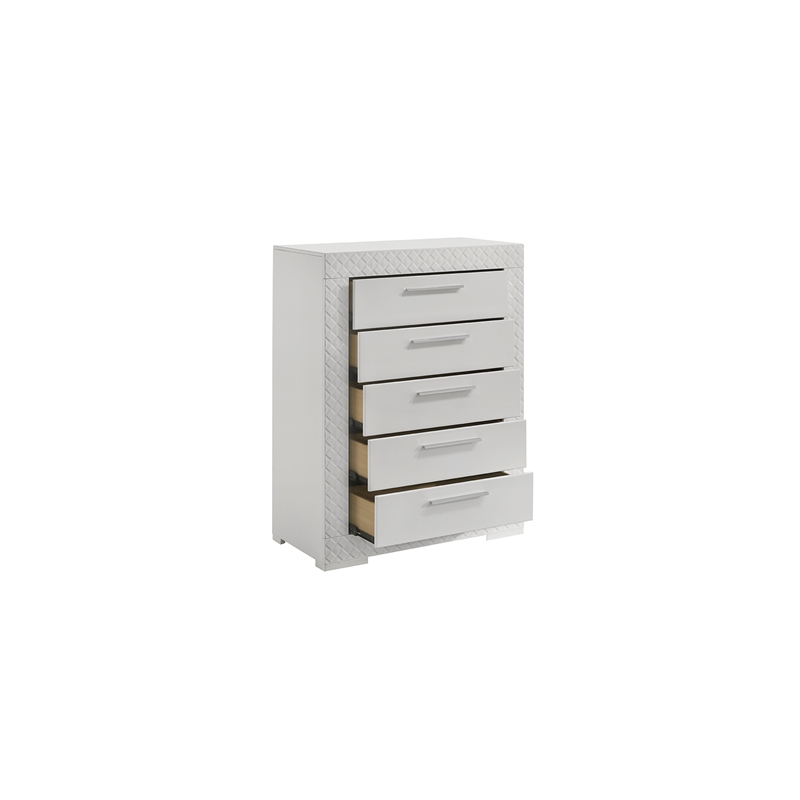 Blanca Modern Style 5-Drawer Chest Made With Wood in White Color