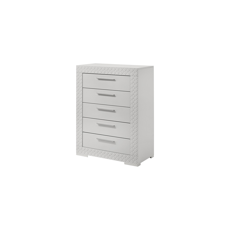 Blanca Modern Style 5-Drawer Chest Made With Wood in White Color