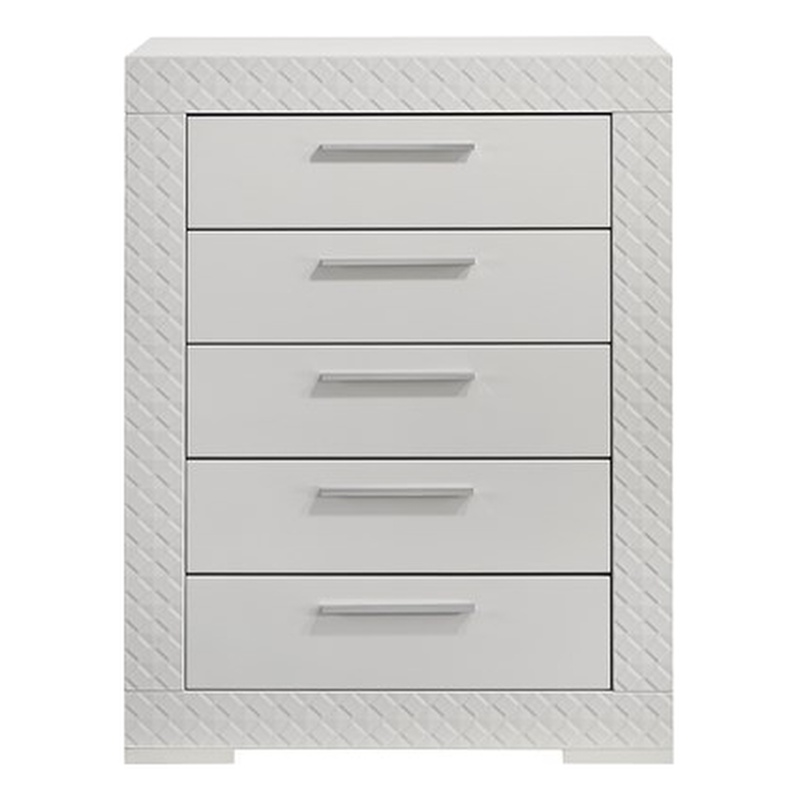 Blanca Modern Style 5-Drawer Chest Made With Wood in White Color