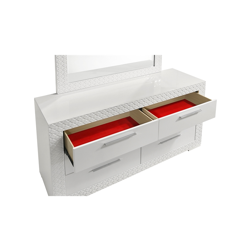 Blanca Modern Style LED Queen 4PC Bedroom Set Made With Wood in White