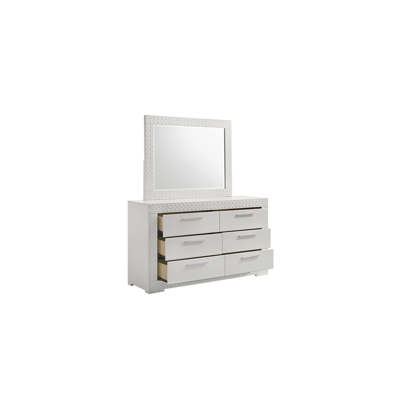 Blanca Modern Style LED Queen 4PC Bedroom Set Made With Wood in White