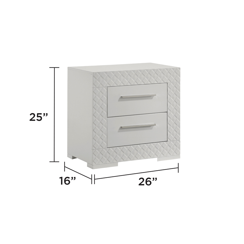 Blanca Modern Style LED Queen 4PC Bedroom Set Made With Wood in White