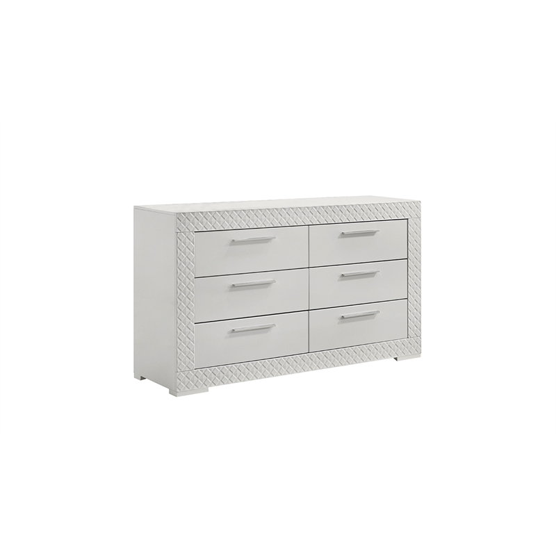 Blanca Modern Style LED Queen 5PC Bedroom Set Made With Wood in White