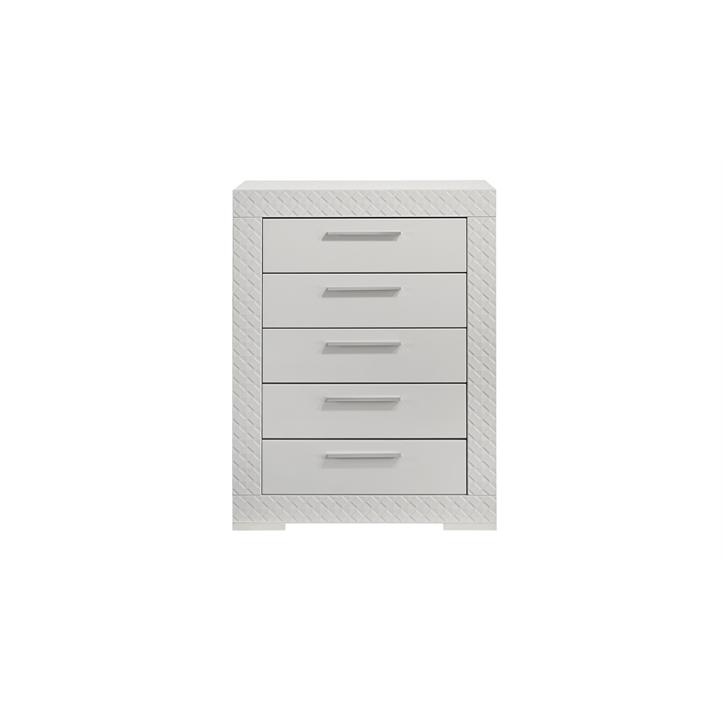 Blanca Modern Style LED Queen 5PC Bedroom Set Made With Wood in White