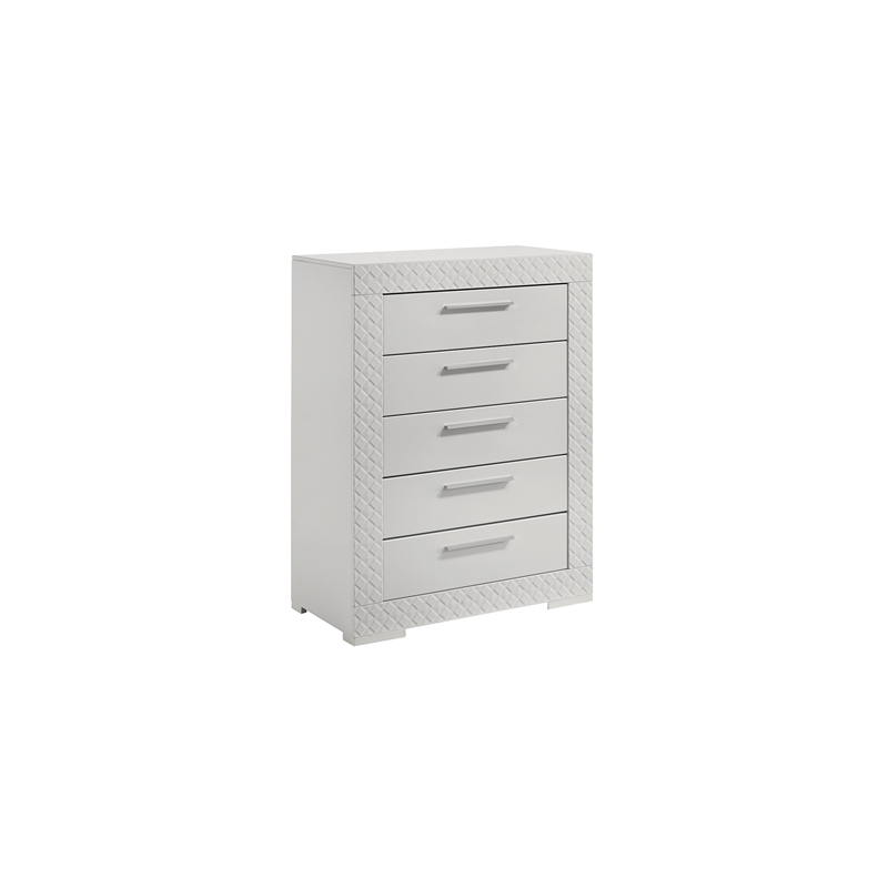 Blanca Modern Style LED Queen 5PC Bedroom Set Made With Wood in White