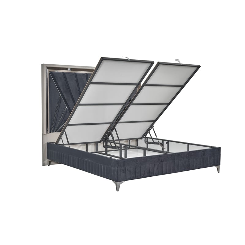 Lavita Contemporary Style king Size  Bed made with Wood in Black & Gold