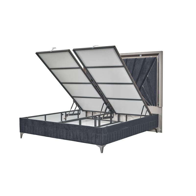 Lavita Contemporary Style king Size  Bed made with Wood in Black & Gold