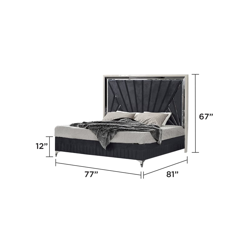 Lavita Contemporary Style king Size  Bed made with Wood in Black & Gold